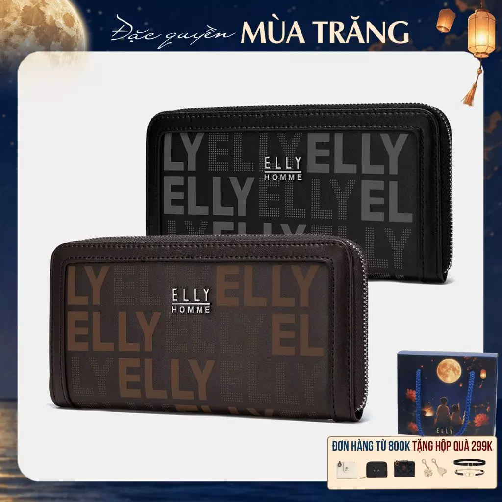 Ví nam da thật ELLY HOMME EVM28 ví cầm tay gấp ngang cao cấp thời trang nam