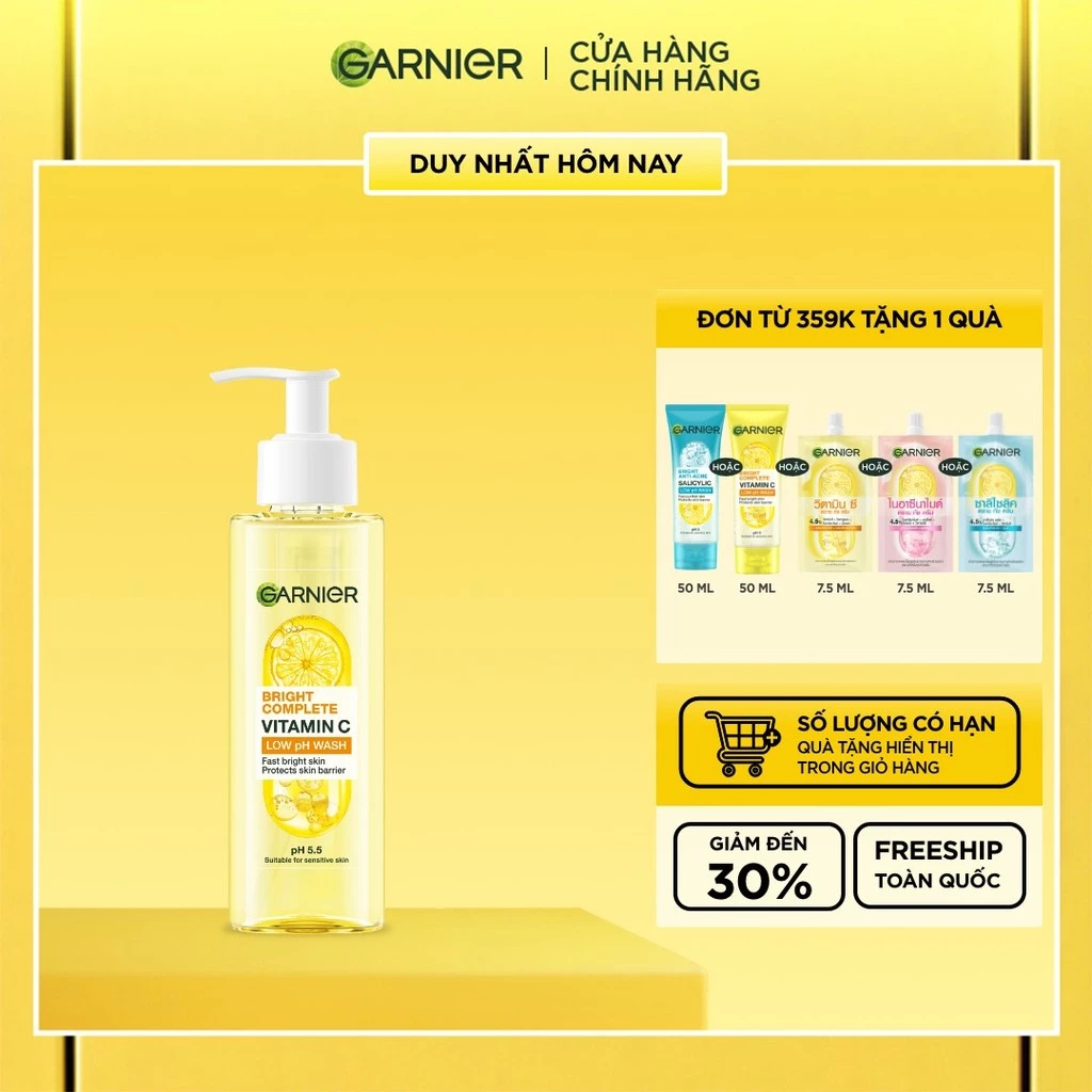 Gel rửa mặt Vitamin C sạch sâu dịu nhẹ dưỡng sáng da Bright Complete Vitamin C Gel Wash 120ml