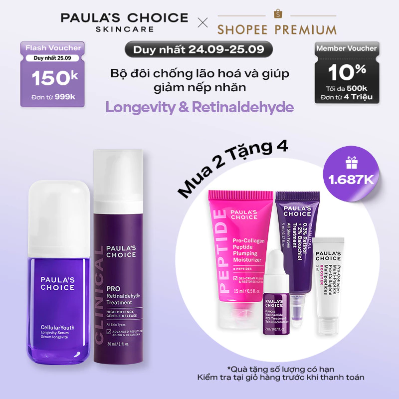Bộ đôi chống lão hóa chuyên sâu & giảm nếp nhăn Longevity Serum & Retinal Serum 2250-1501