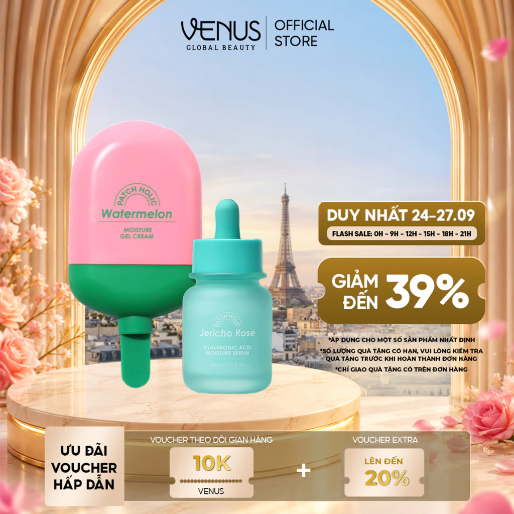 [DEAL MỞ BÁN] Bộ Đôi Cấp Nước Khóa Ẩm Serum HA Jericho Rose & Kem Dưỡng Dưa Hấu Patch Holic Cho Làn Da Căng Mọng