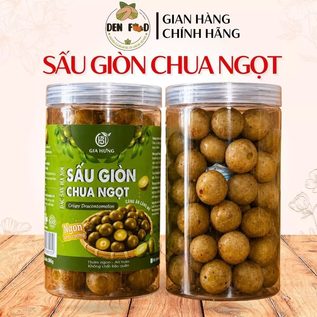Sấu Sấy Giòn Cay 500G – Chua Ngọt Cay Hài Hòa, Giòn Rụm  – Ăn Vặt Denfood