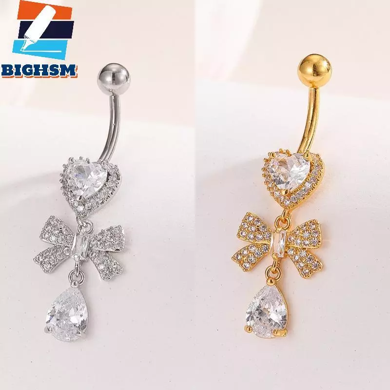 [BIGHSM] Nhẫn cài nút bụng hình bướm Zircon thời trang Sáng bóng nơ pha lê Rốn xuyên cho nữ Cô gái Nhẫn bụng gợi cảm Quà tặng trang sức bãi biển
