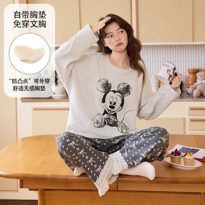 Bộ Đồ Ngủ Nữ Bộ Đồ Ngủ Mùa Thu Đông Tay Dài Đồ Ngủ Người Phụ Nữ Hoạt Hình Dễ Thương Mặc Ở Nhà Mặc Mặc Mặc Ngủ