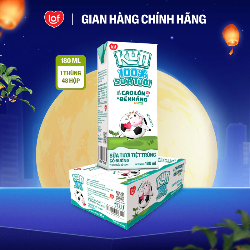 [Livestream KOL] 100% sữa tươi KUN thùng 48 hộp chọn vị x 180ml (bao bì mới hoặc cũ)