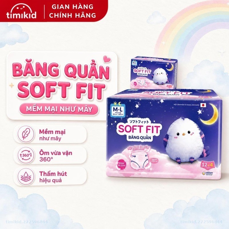 Băng Vệ Sinh Nữ Dạng Quần Diana Soft Fit Size SM/ L-XL/ML 12 + 4 miếng - Siêu…
