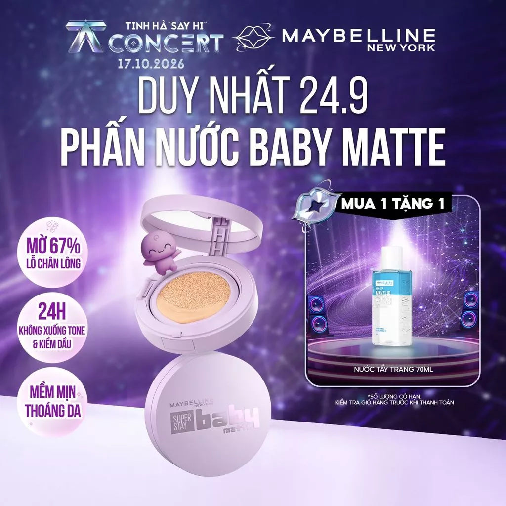 Phấn nước Superstay 24H Baby Matte Cushion Maybelline New York [MỚI]