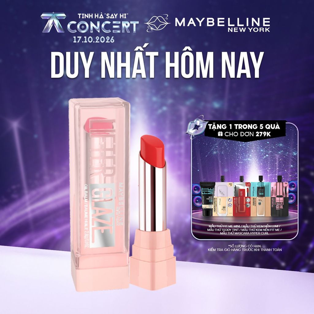 Son bóng dưỡng Maybelline Lifter Glaze cho môi mềm ẩm mướt, mọng thạch Cherry