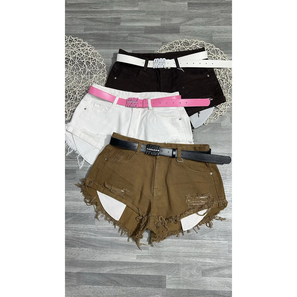 Quần  short jeans nữ túi dài lai tua  lưng thấp nhiều màu thời  trang  năng  động TD01