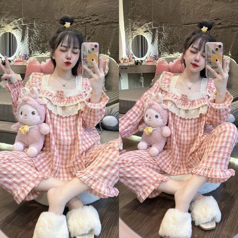 Set Bộ Ngủ Nữ Pijama , Set Bộ Ngủ Cổ Vuông