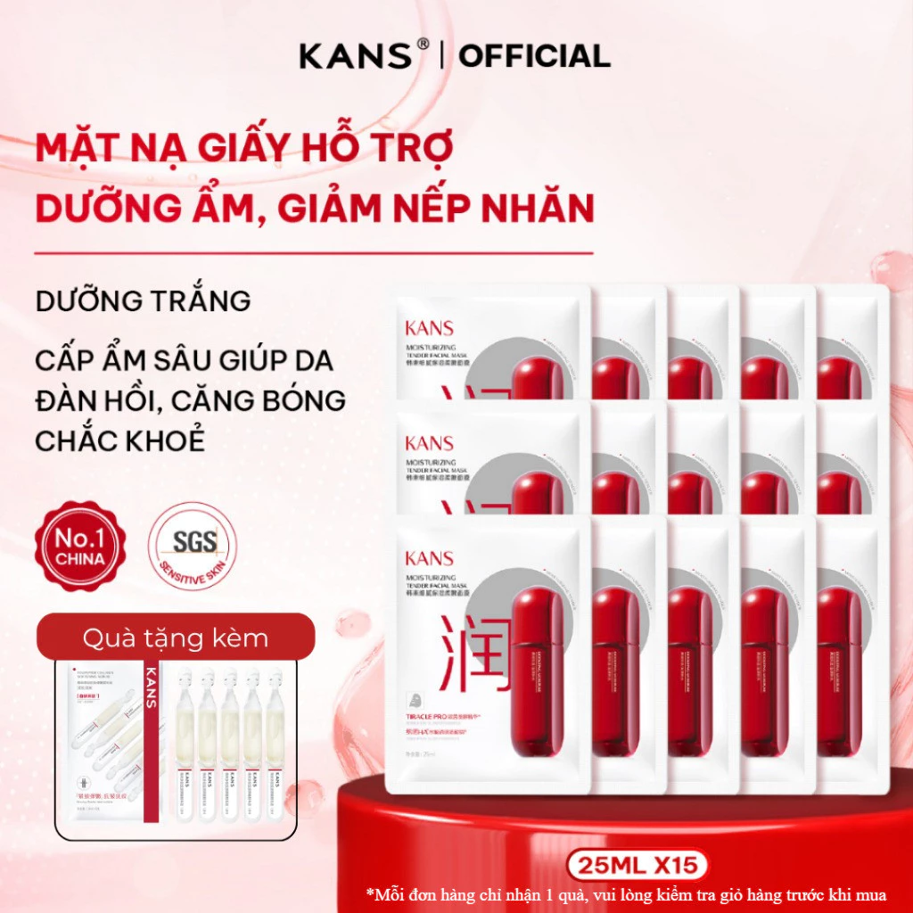 Combo 15 Miếng Mặt Nạ Giấy Collagen Moisturizing Tender Facial Mask 25ml Dưỡng Trắng, Mờ Thâm, Dưỡng Ẩm và Mềm Mịn Da