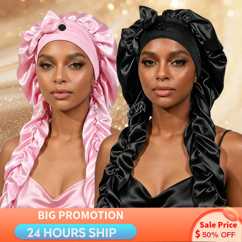 {SẴN SÀNG} Bonnet ngủ Satin cực dài