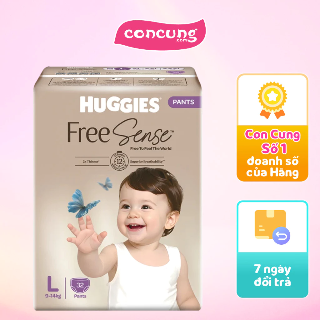 Tã quần Huggies Free Sense size L 32 miếng