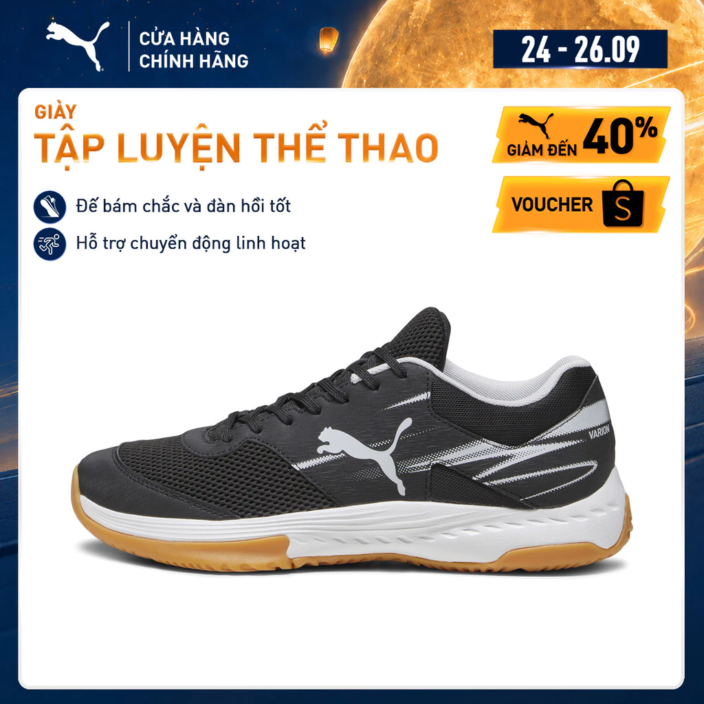 Giày Thể Thao Trong Nhà PUMA Unisex Varion II Black-Cool Light Gray-Yellow Blaze-Gum Màu Đen