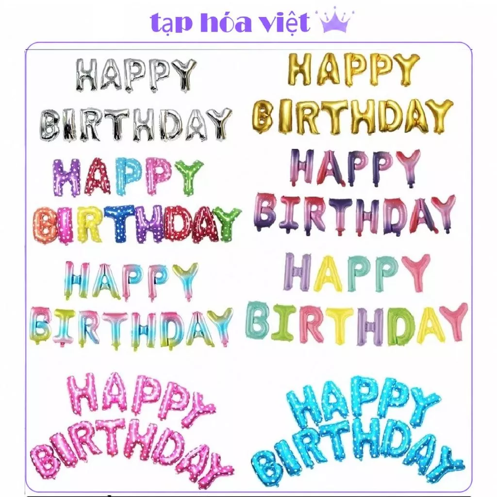 BỘ BÓNG BAY CHỮ Happy Birthday trang trí sinh nhật, set bóng bay sinh nhật