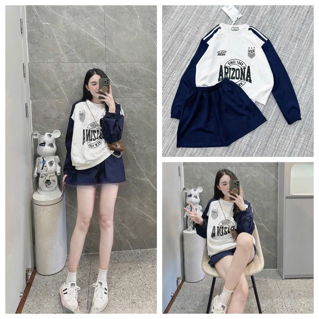 Set bộ phối siu hot  Màu xanh than phối trắng nha ce  Chất liệu umi xốp hot lắm ạ..