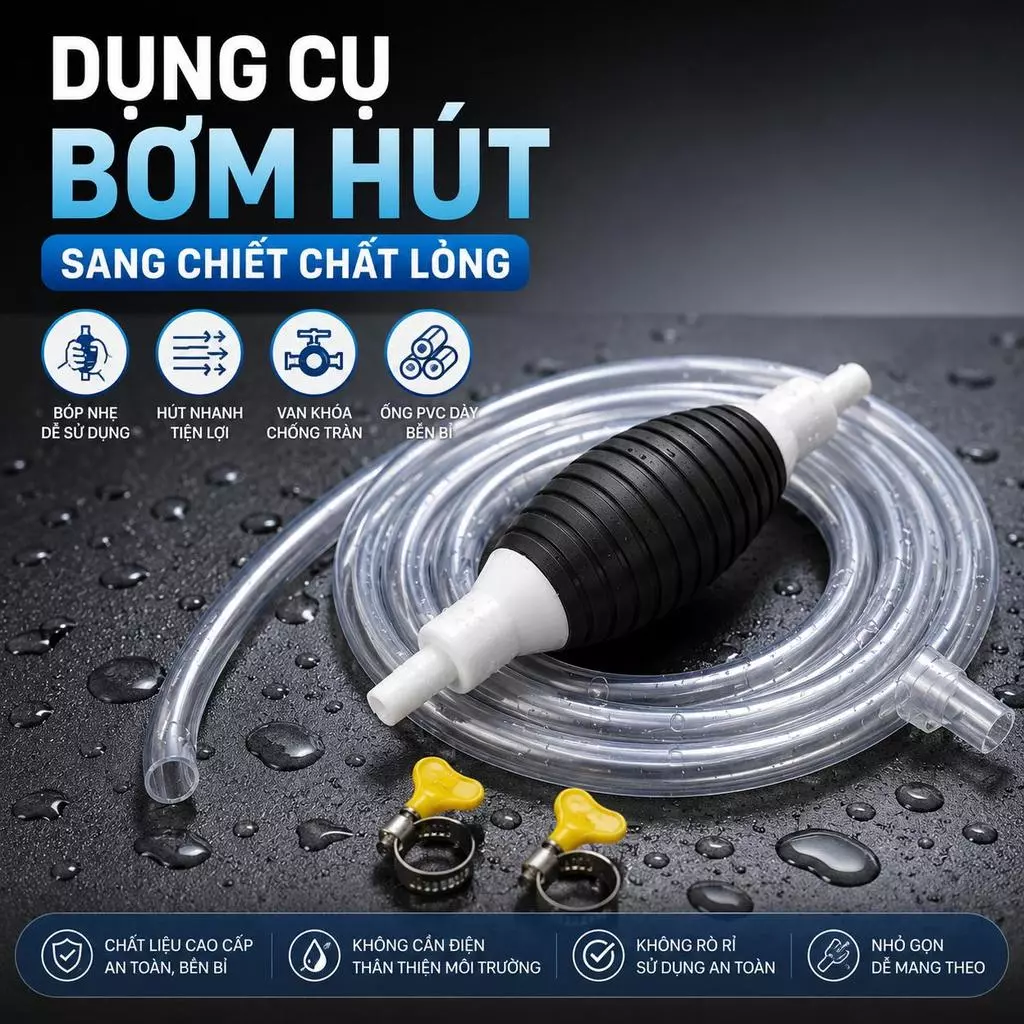 Dụng Cụ Bơm Hút Sang Chiết Chất Lỏng Bóp Tay Đa Năng Hút Xăng Dầu Rượu Nước Dễ Sử Dụng - GD339