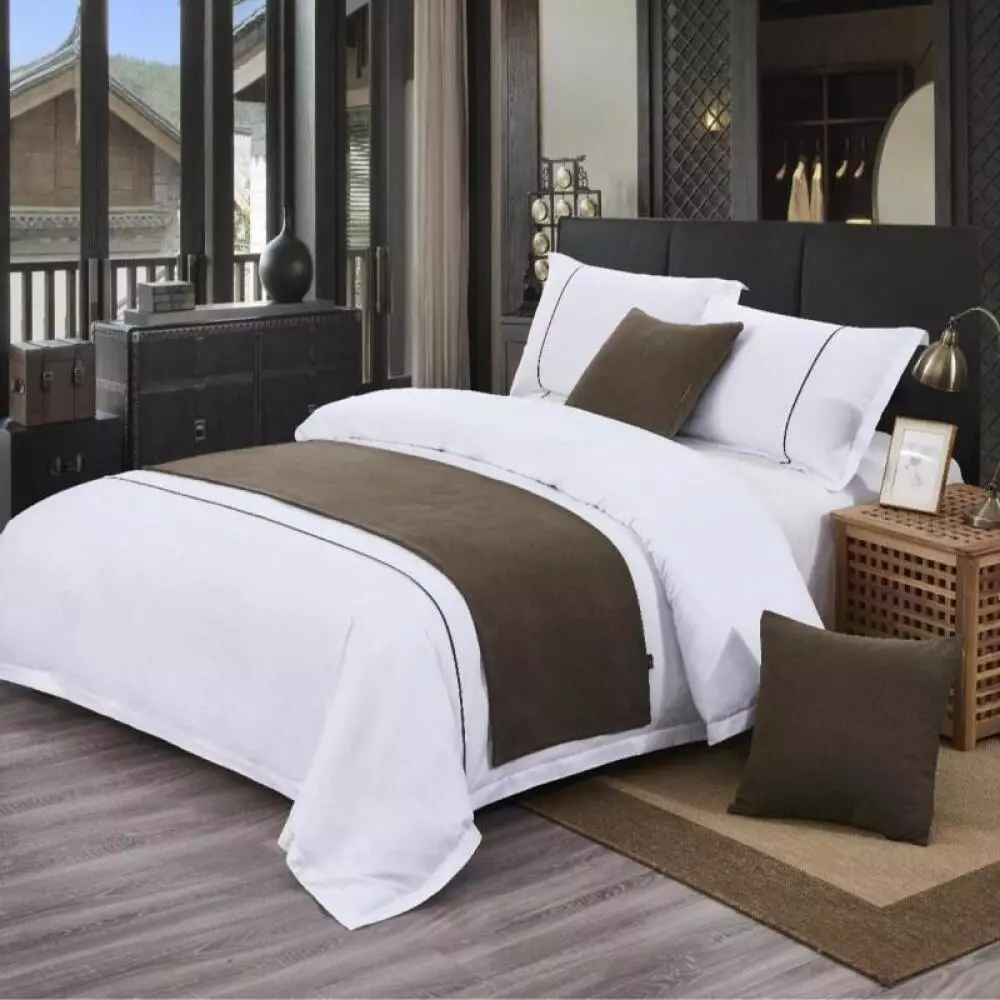 Khăn trải giường & khăn trải giường bằng gió kem, Chăn ga gối trang trí hiện đại không phai màu mềm mại, dành cho giường cỡ King & cỡ Queen, Trang trí phòng ngủ khách sạn tại nhà