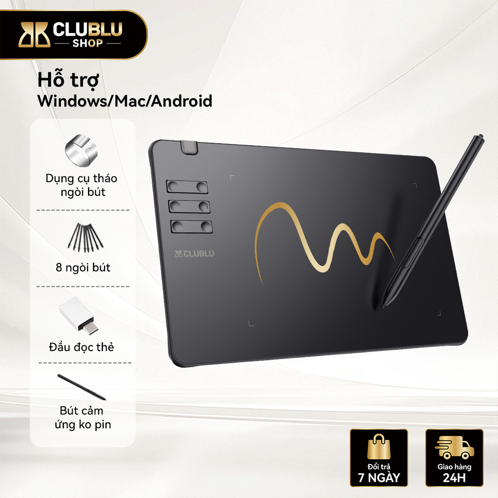 CLUBLU Bảng Vẽ Điện Tử T605 Với Bút Mức Độ Áp Lực Hỗ Trợ OSU Vẽ Dạy Trực Tuyến…