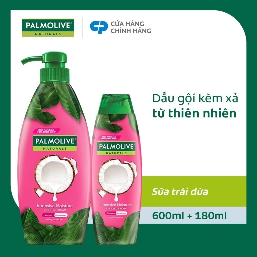 Bộ 2 Dầu gội Palmolive kèm xả 2-trong-1 chiết xuất thiên nhiên 600ML và 180ml
