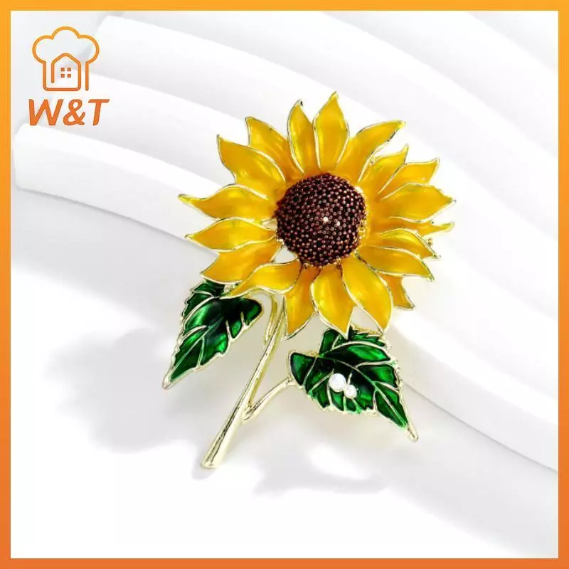 [W & T] Trâm cài hoa hướng dương độc đáo dành cho nữ Váy cưới cô dâu Trang sức thời trang thanh lịch cho phụ kiện dự tiệc Mới