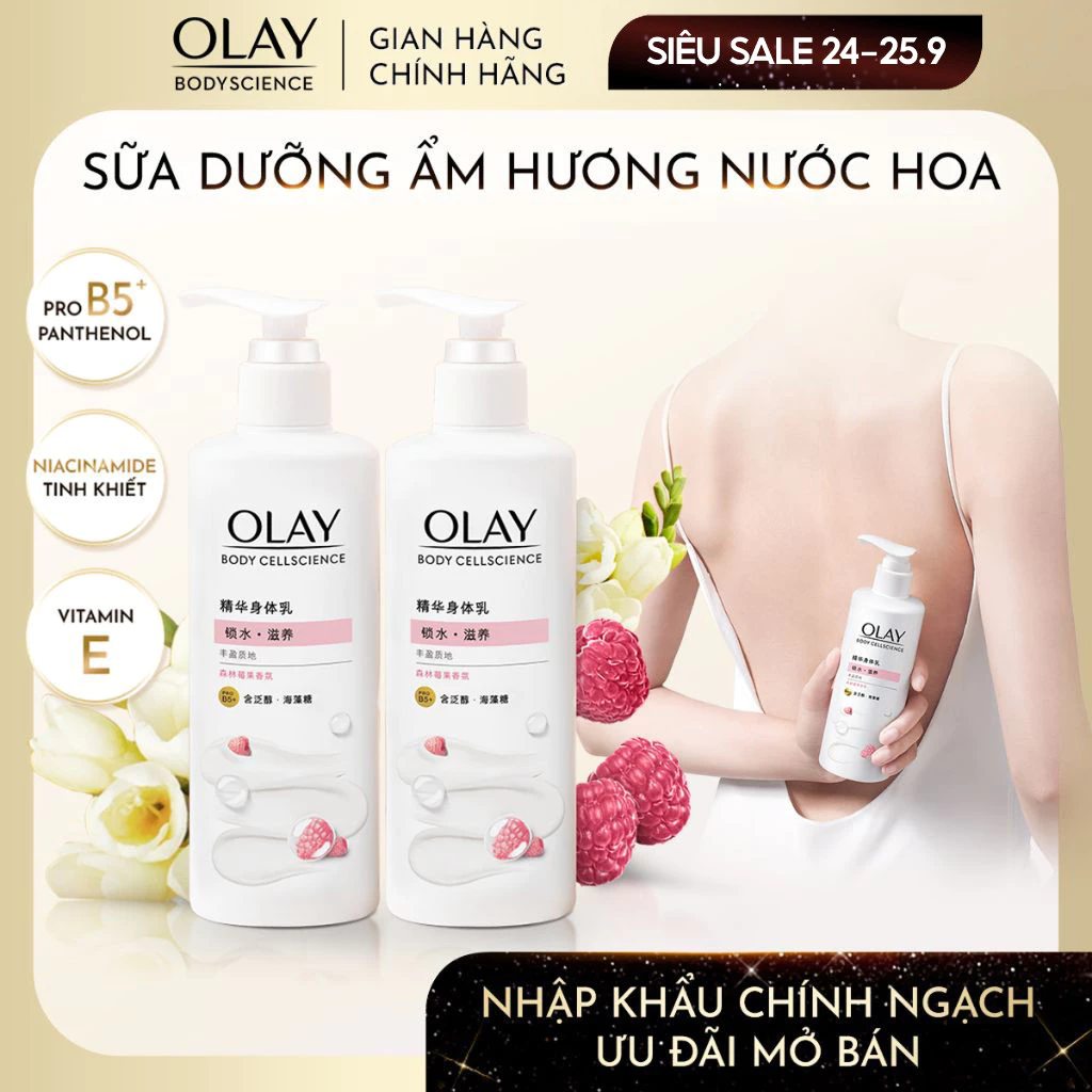 [LIVE] Combo 2 Sữa Dưỡng Thể Dưỡng Ẩm Chuyên Sâu Olay Với Vitamin Pro B5+ Hương Nước Hoa Quả Mọng 260G
