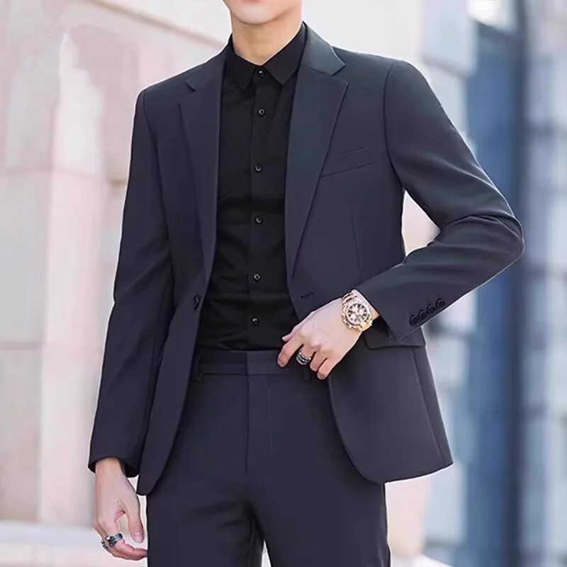Bộ Đồ Thường Ngày Nam Hợp Thời Trang Cao Cấp Màu Đen Đơn Phương Tây Áo Khoác Mùa Xuân Phong Cách Mới Kinh Doanh Trang Trọng Phù Hợp Với Nam Màu Nâu