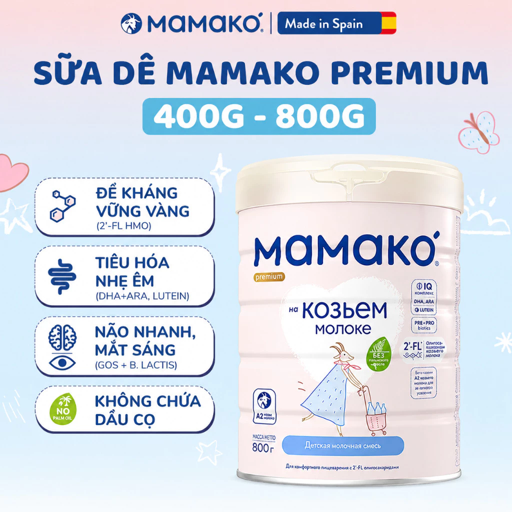🌺 Sữa Dê Mamako Nga Chính Hãng 800g - Đầy đủ tem nhãn phụ, Đủ Số 1,2,3 (Voucher Extra, Freeship)
