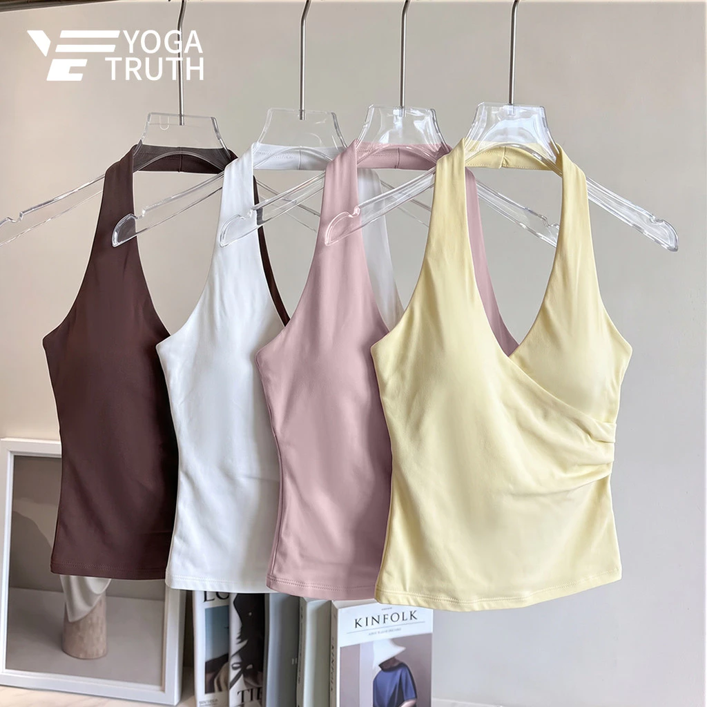[YOGATRUTH] Áo ngực thể thao Dây đeo chéo thời trang cổ chữ V lưng thấp Áo ngực khô nhanh Phòng tập thể dục