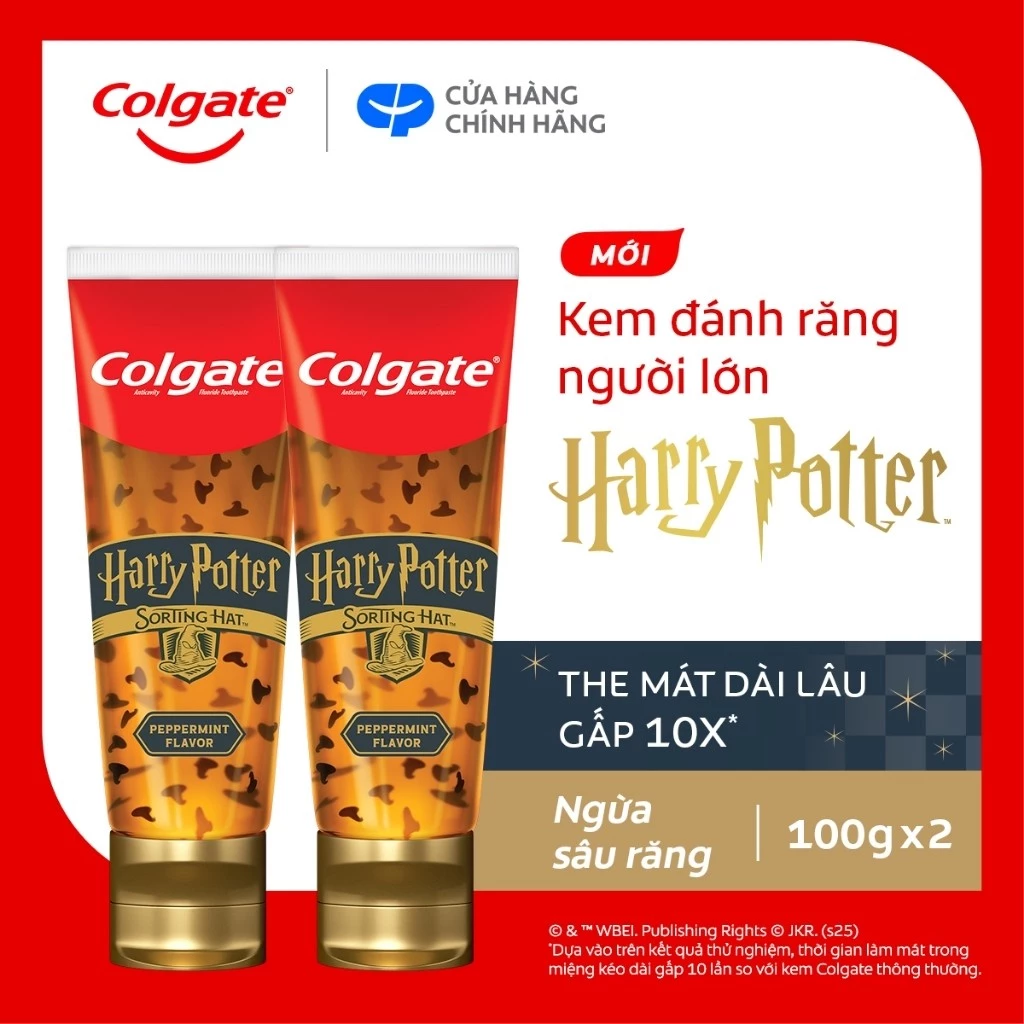 Bộ 2 Kem đánh răng Colgate Harry Potter Sorting Hat - Tinh thể Chiếc Nón Phân Loại, the mát dài lâu 100g