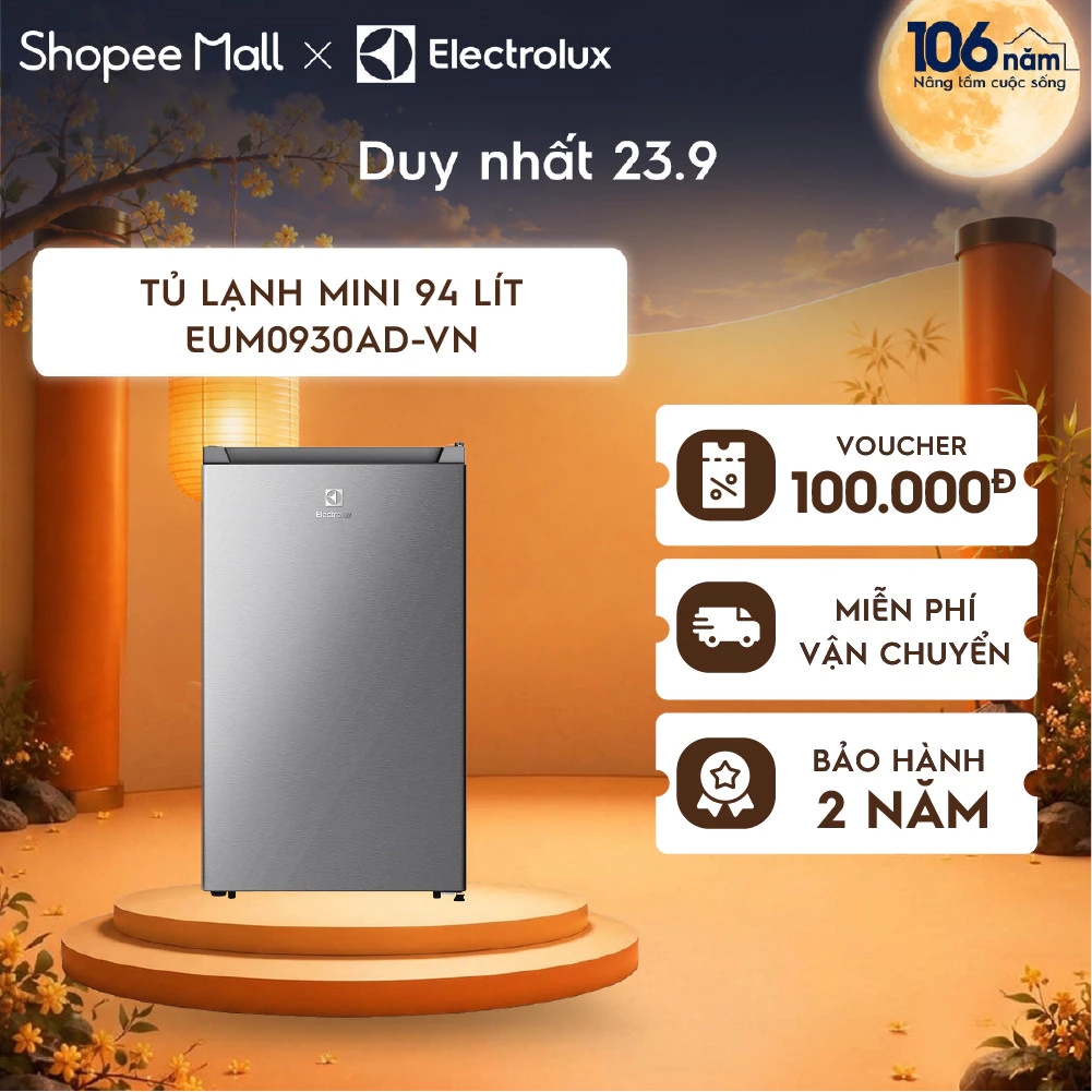 Free giao hàng - Tủ lạnh mini 94L Electrolux EUM0930AD-VN - Ngăn đá riêng đèn LED sáng, tiết kiệm điện, nhỏ gọn