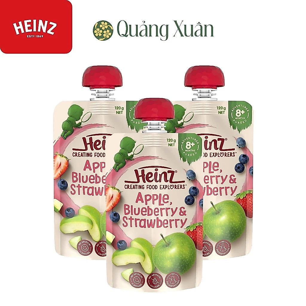 [HSD: 20/10/2026] Túi Táo, Dâu Và Việt Quất Nghiền HEINZ 120g