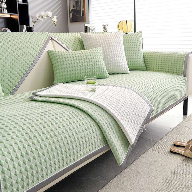 [Sản phẩm mới] Đệm sofa mùa hè mát mẻ Ice Peas nhẹ sang trọng Đơn giản màu trơn chống trượt Mùa hè Ice Silk Sofa Cushion