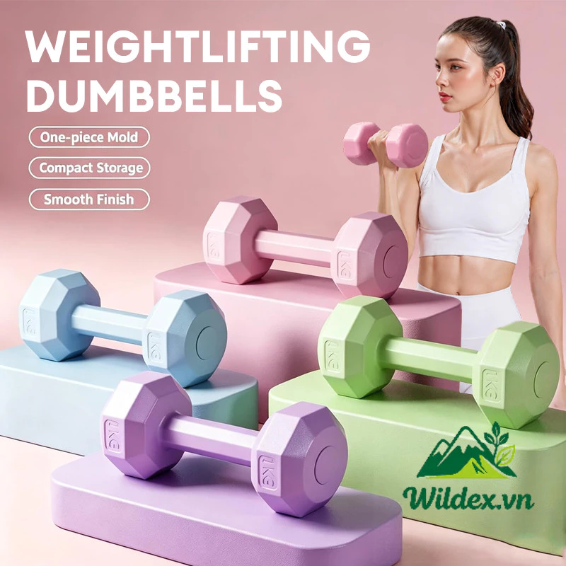 [Wx] Tạ Tay Nữ Loại 1-2Kg Gang Bọc Cao Su Dụng Cụ Tập Gym Yoga Pilates Thể Dục Tại Nhà