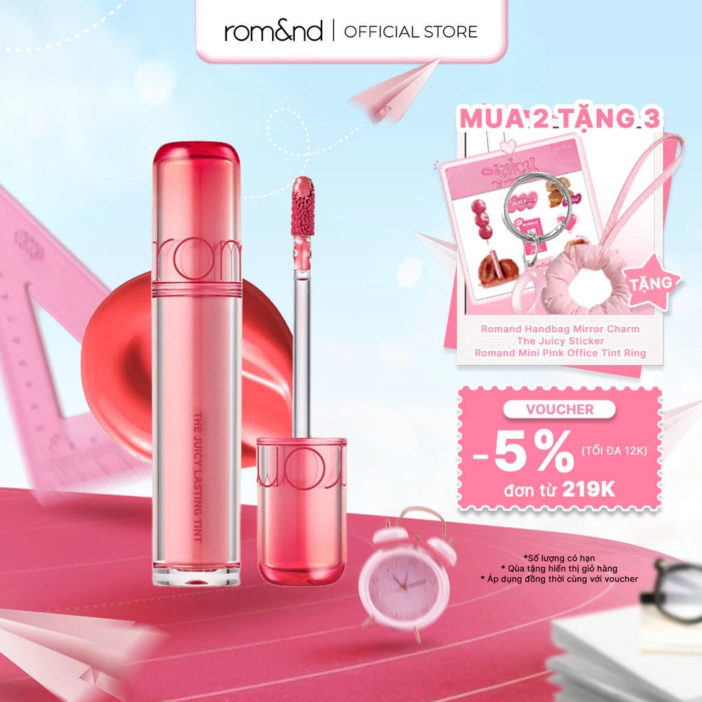 [Rom&nd] [Màu 26-30] Son Tint lì cho môi căng mọng THE JUICY LASTING TINT