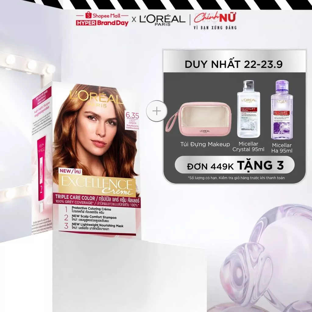 Màu nhuộm dưỡng tóc phủ bạc bảo vệ gấp 3 L'Oreal Paris Excellence Crème 172ml