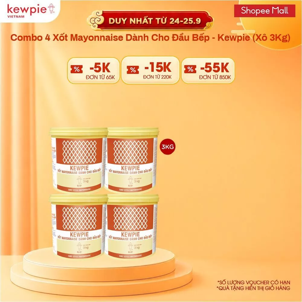 Combo 4 Xốt Mayonnaise Dành Cho Đầu Bếp - Kewpie (Xô 3Kg)