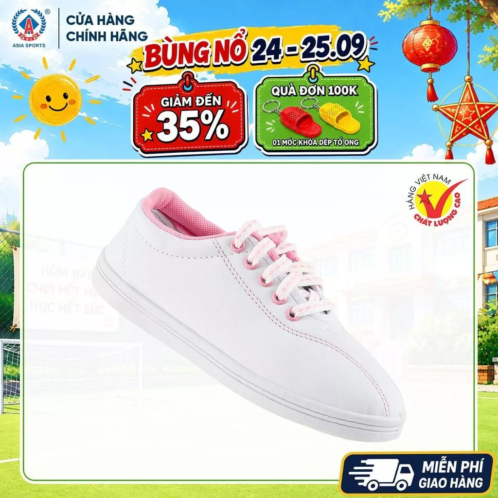 Giày Simili Nữ ASIA Trắng Chính Hãng - Giày Thể Thao Học Sinh Đi Học Đi Bộ Bền Nhẹ - W03