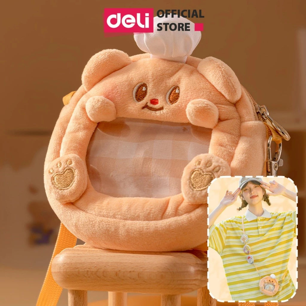 Túi Đeo Chéo Học Sinh Mini ButterBear x Deli Túi Vải Đeo Chéo Đa Năng Hình Gấu Bơ Siêu Cute Nhỏ Gọn Tiện Lợi