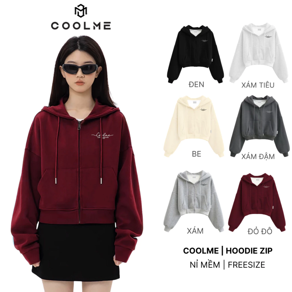 Áo Khoác Nỉ Hoodie - Chống Nắng Zip 2 Da Croptop Form Rộng Không Bai Xù Dày Dặn B77379