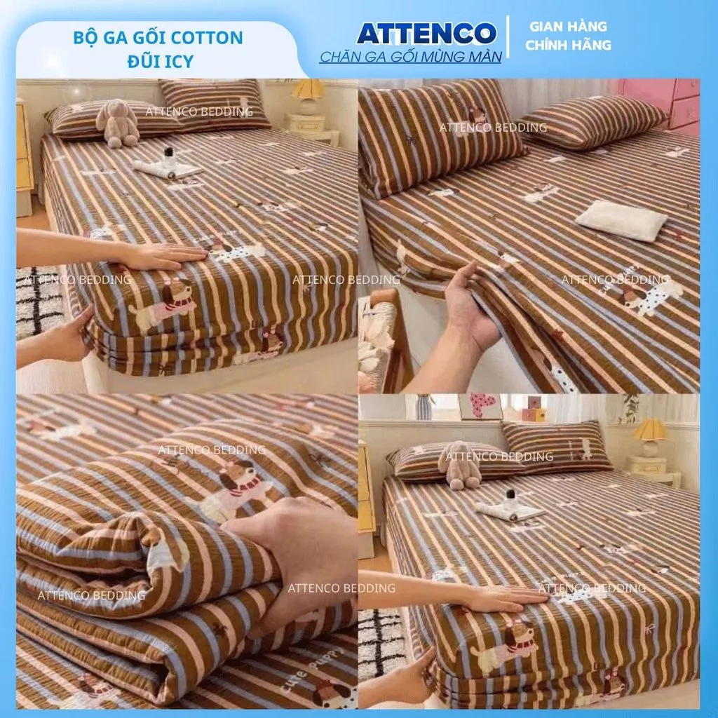 Bộ Ga Trải Giường Cotton Dệt Mây Tre D8 3 Món – Ga + 2 Vỏ Gối Đầu, Vải Cotton Cao Cấp Siêu Mịn Sang Xịn