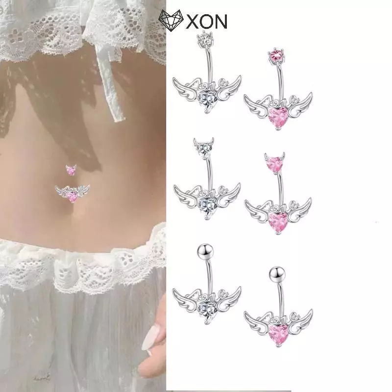 [XON] Nhẫn buộc bụng hình ngôi sao pha lê bằng thép không gỉ Dainsty Zircon Rốn Ring Belly Piercing Body Jewelries [Mina]