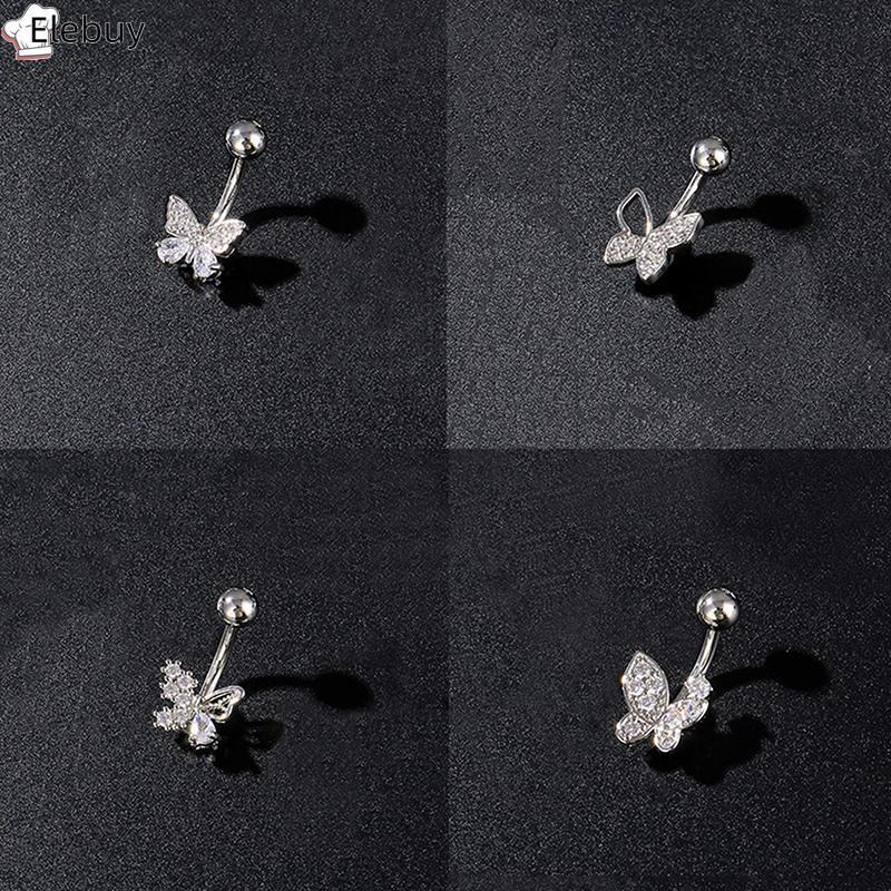 [Ele-T] Nhẫn Nút Nơ Bướm Thời Trang Nhẫn Zircon Rốn Xuyên Nhẫn Nữ Bé Gái Gợi Cảm Trang Sức Cơ Thể Quà Tặng