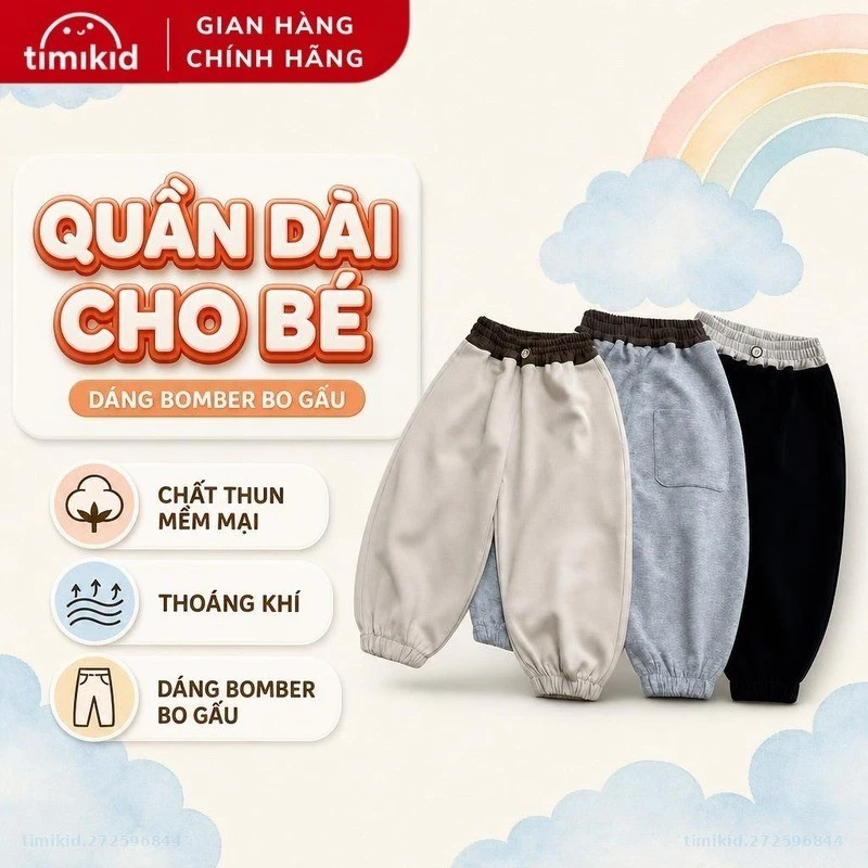 Quần Dài Cho Bé Trai, Bé Gái Link Card Dáng Bomber Bo Gấu Hàn Quốc Chất Thun Mềm Mại, Thoáng Khí YXB - Timikid