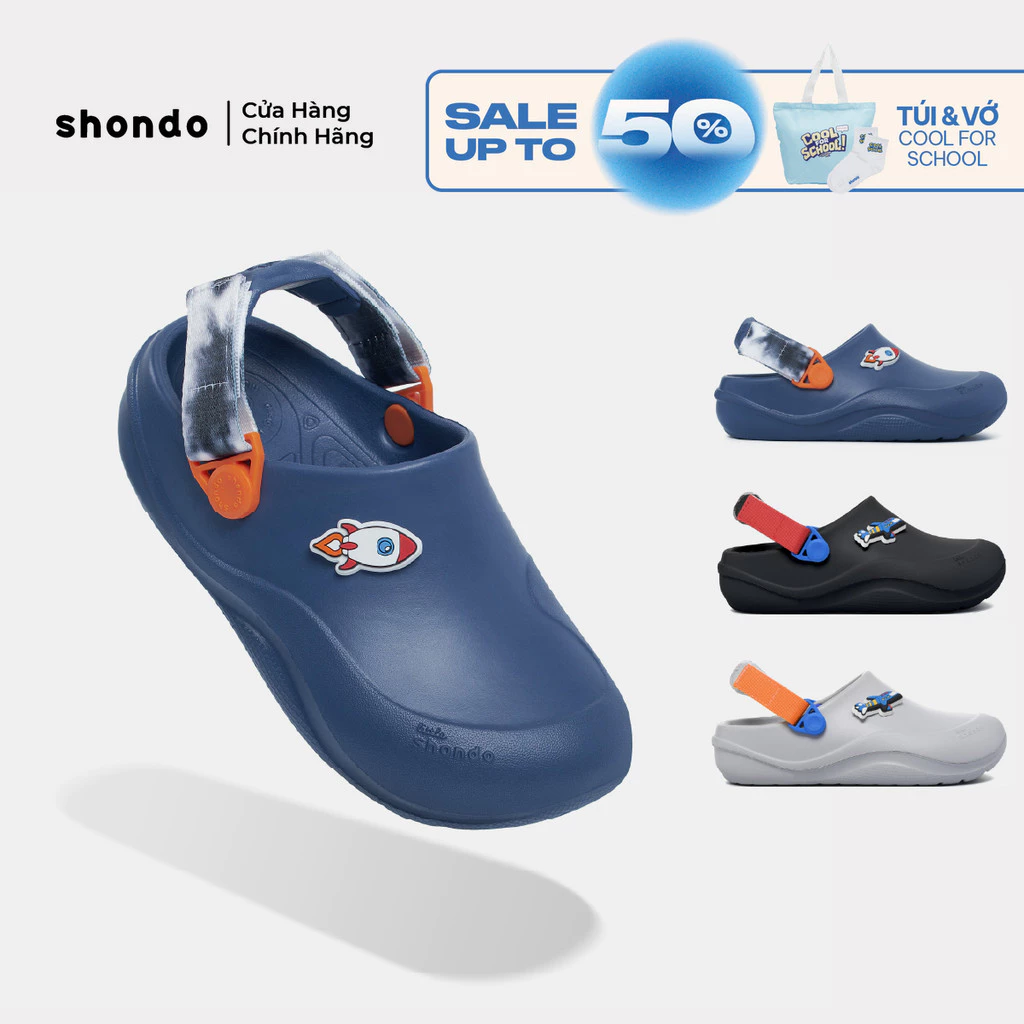 Dép Sục Bé Trai Bé Gái Shondo Clog Little Suke Chống Trơn Trượt Đi Học Nhiều Màu