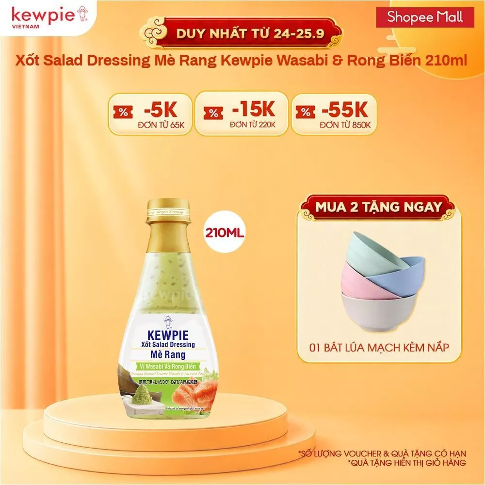 Xốt Salad Dressing Mè Rang Kewpie Wasabi & Rong Biển 210ml