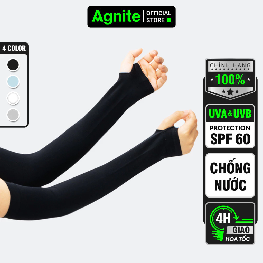 Găng Tay Chống Nắng Nam Nữ Xỏ Ngón Chống Tia UV-A UV-B UV-R Agnite Chất Liệu Co Giãn 4 Chiều Thoáng Mát Thấm Hút Mồ Hôi