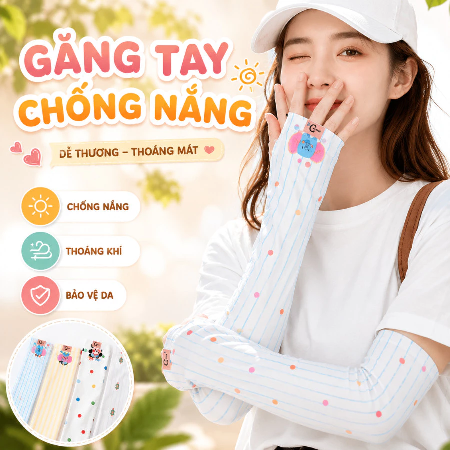 Ống Tay Chống Nắng Nữ Ice Silk Kawaii, Tất Tay Chống UV Mát Lạnh, Đi Xe Ngoài Trời