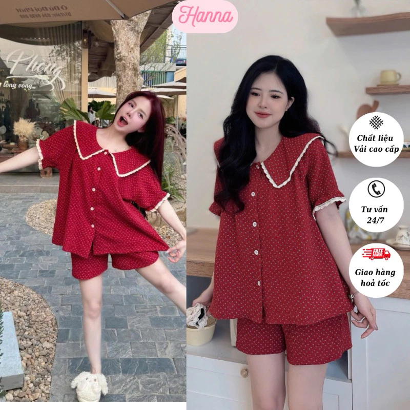 Set bộ ngủ phong cách bánh bèo , tiểu thư chất liệu đũi mát cho mùa hè, pijama , đồ bộ mặc nhà nữ