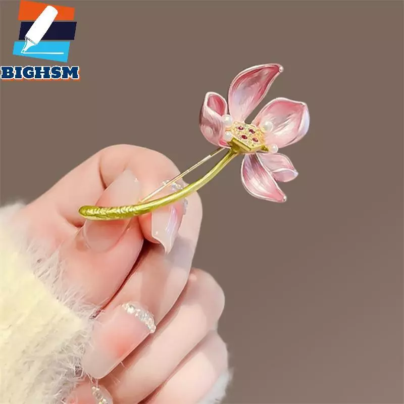 [BIGHSM] Trâm cài hoa sen tinh tế thời trang dành cho nữ Bé gái Huy hiệu hoa sen thanh lịch Tính khí sáng tạo Chân phụ kiện quần áo