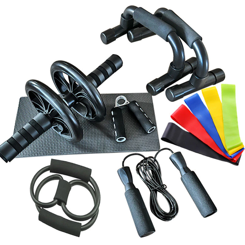 Bánh xe bụng Kết hợp Bộ đồ tập thể dục Hộ gia đình nhỏ Đa chức năng Thiết bị tập cơ bụng tại nhà Huấn luyện tay cầm E